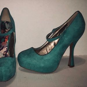 Qupid Platform High Heel Pump- Teal